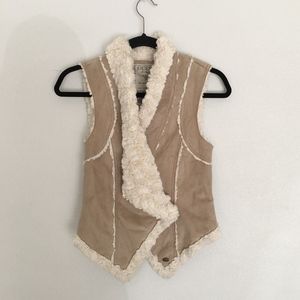 Guess Los Angeles Faux Fur Suede Winter Vest